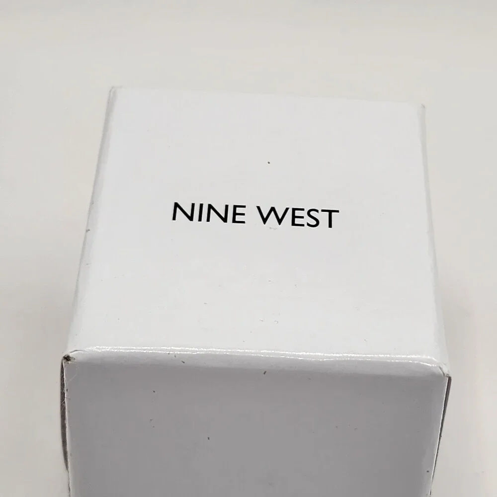 Nine West Genuine Crystal Accented Two Tone Round Face Expansion Band Ring Watch